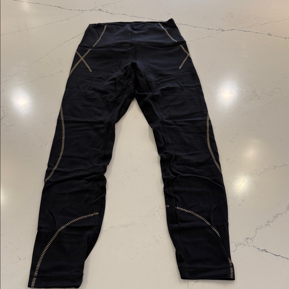 lululemon athletica Black Align Leggings with Gold Accents